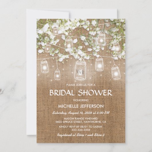 Baby's Rustic Burlap Wedding Vrijgezellenfeest Kaart (Voorkant)