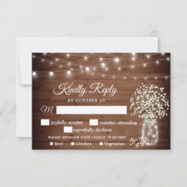 Baby's Rustic RSVP-kaart met keuze uit maaltijden RSVP Kaartje