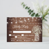 Baby's Rustic RSVP-kaart met keuze uit maaltijden RSVP Kaartje (Staand voorkant)