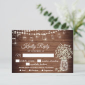 Baby's Rustic RSVP-kaart met keuze uit maaltijden RSVP Kaartje (Staand voorkant)
