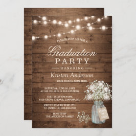 Baby's Rustic String Light Graduation Party Kaart