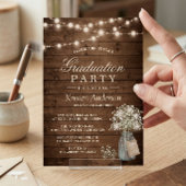 Baby's Rustic String Light Graduation Party Kaart