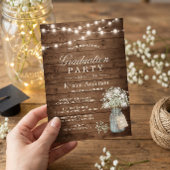 Baby's Rustic String Light Graduation Party Kaart