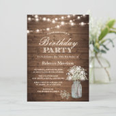 Baby's Rustic String Lights Birthday Party Kaart (Staand voorkant)