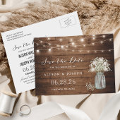 Baby's Rustic String Lights Save the Date Aankondigingskaart