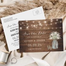 Baby's Rustic String Lights Save the Date