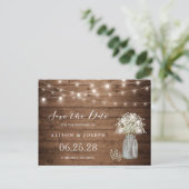Baby's Rustic String Lights Save the Date Briefkaart (Staand voorkant)