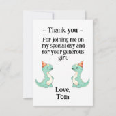 Baby's Schattigee Cartoon Baby Dinosaur Verjaardag Bedankkaart (Achterkant)