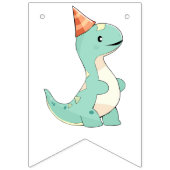 Baby's Schattigee Cartoon Baby Dinosaur Verjaardag Vlaggetjes (Tweede vlag)