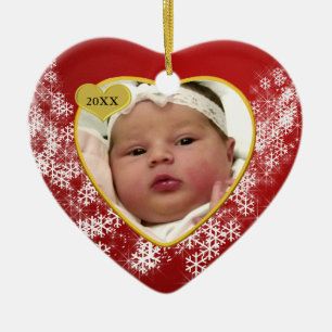 Babys Snowy Kerstroodfoto Keramisch Ornament