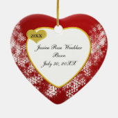 Babys Snowy Kerstroodfoto Keramisch Ornament (Achterkant)