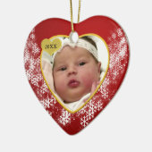 Babys Snowy Kerstroodfoto Keramisch Ornament (Links)
