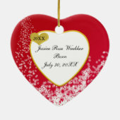 Baby's Snowy Red Photo Heirloom Kerstmis Keramisch Ornament (Achterkant)