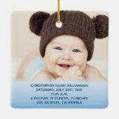 Baby's Stats Blue 1st Kerstfoto Keramisch Ornament (Achterkant)