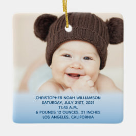 Baby's Stats Blue 1st Kerstfoto Keramisch Ornament