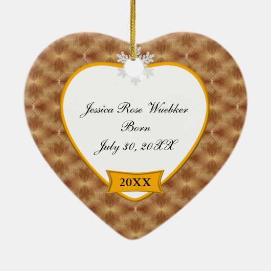 Baby's Swirling Gold Photo Keepomwille Kerstmis Keramisch Ornament (Achterkant)