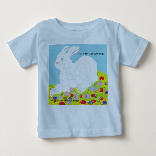 Baby's T-shirt Peter Rabbit zegt Happy Easter (Voorkant)