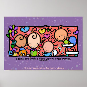 Baby's Toddlers Zuigelingen zoetlings. 9x13 paars Poster