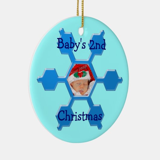 Baby's tweede kerstblauw Snowflake Ornament (Rechts)