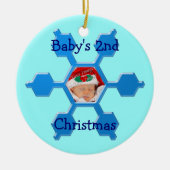 Baby's tweede kerstblauw Snowflake Ornament (Voorkant)