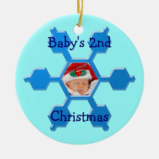 Baby's tweede kerstblauw Snowflake Ornament (Voorkant)