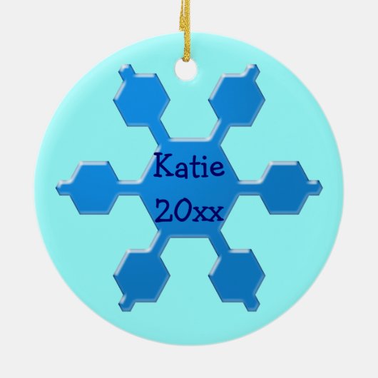 Baby's tweede kerstblauw Snowflake Ornament (Achterkant)