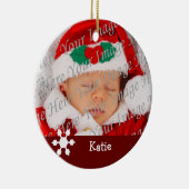 Baby's tweede kerstfeest rood snowflake keramisch ornament (Rechts)