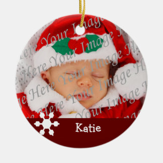 Baby's tweede kerstfeest rood snowflake keramisch ornament