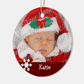 Baby's tweede kerstfeest rood snowflake keramisch ornament (Links)