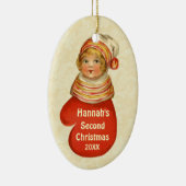 Baby's Tweede Kerstmis Aangepaste naam W1383A Keramisch Ornament (Rechts)