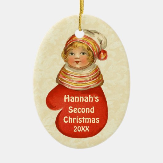 Baby's Tweede Kerstmis Aangepaste naam W1383A Keramisch Ornament (Voorkant)