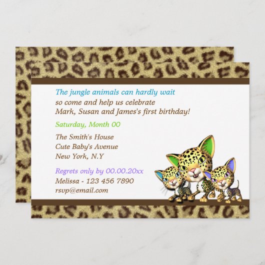 Baby's verjaardagssafari oerwoud kaart (Voorkant / Achterkant)