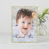 Baby's Waterverf Cute Floral Boho Baptism Bedankkaart (Staand voorkant)