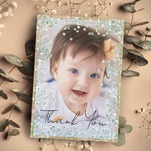 Baby's Waterverf Cute Floral Boho Baptism Bedankkaart