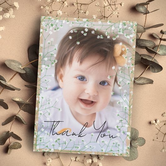Baby's Waterverf Cute Floral Boho Baptism Bedankkaart