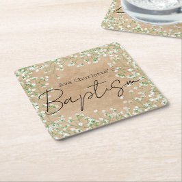 Baby's Waterverf Cute Floral Boho Baptism Kartonnen Onderzetters