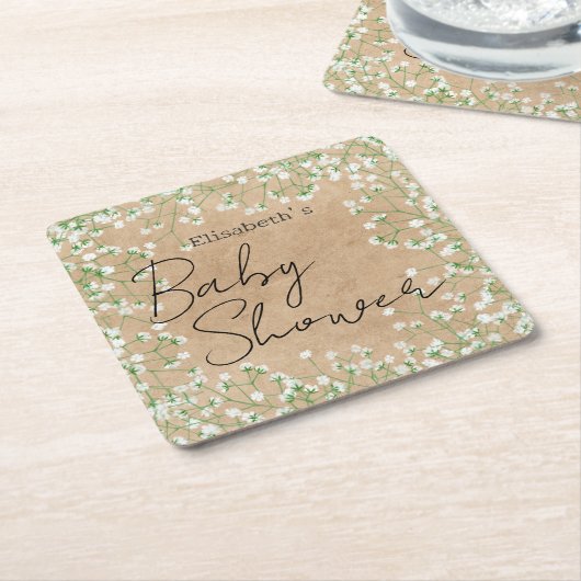 Baby's Waterverf Flowers Boho Baby shower Kartonnen Onderzetters (Schuin)