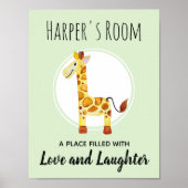 Baby's Waterverf Giraffe Oerwoud Nursery Art Poster (Voorkant)