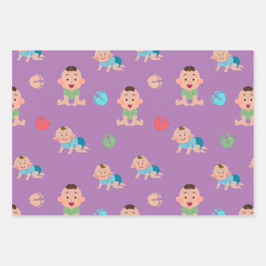 Baby's Wrapping Paper Flat Sheet Set van 3 (Voorkant 3)