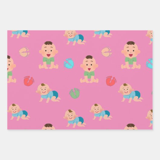 Baby's Wrapping Paper Flat Sheet Set van 3 (Voorkant)