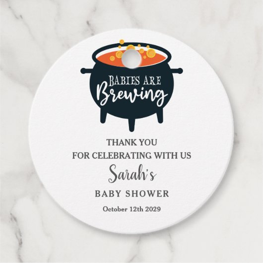 Baby's zijn halloween Baby shower aan het brouwen Bedankjes Labels (Voorkant)