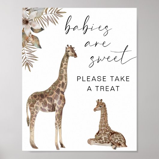 Baby's zijn lekker als je een Giraffe met een Trea Poster (Voorkant)