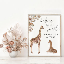 Baby's zijn lekker als je een Giraffe met een Trea Poster