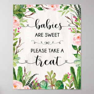Baby's zijn lekker een Treat-schoenteken maken. Poster