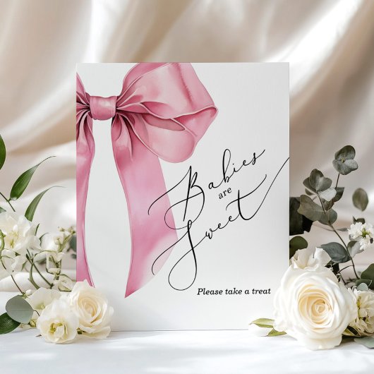 Baby's zijn lief neem een traktatie roze Bow baby  Poster