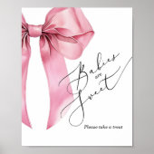 Baby's zijn lief neem een traktatie roze Bow baby  Poster (Voorkant)
