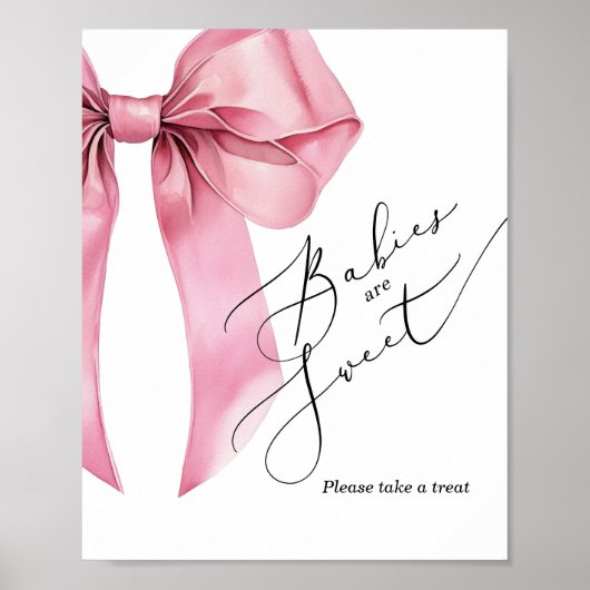 Baby's zijn lief neem een traktatie roze Bow baby  Poster (Voorkant)