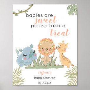 Baby's zijn lief Neem een Treat Safari Animal Poster