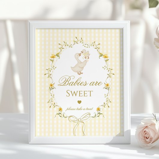 Baby's zijn lief Silly Goose geel gingham Poster