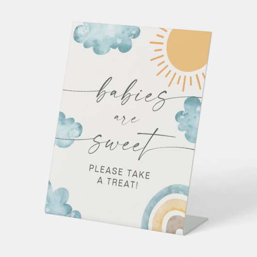 Baby's zijn Schattig Baby Shower Zonneschijn Bord Reclamebord Met Voetstuk (Voorkant)
